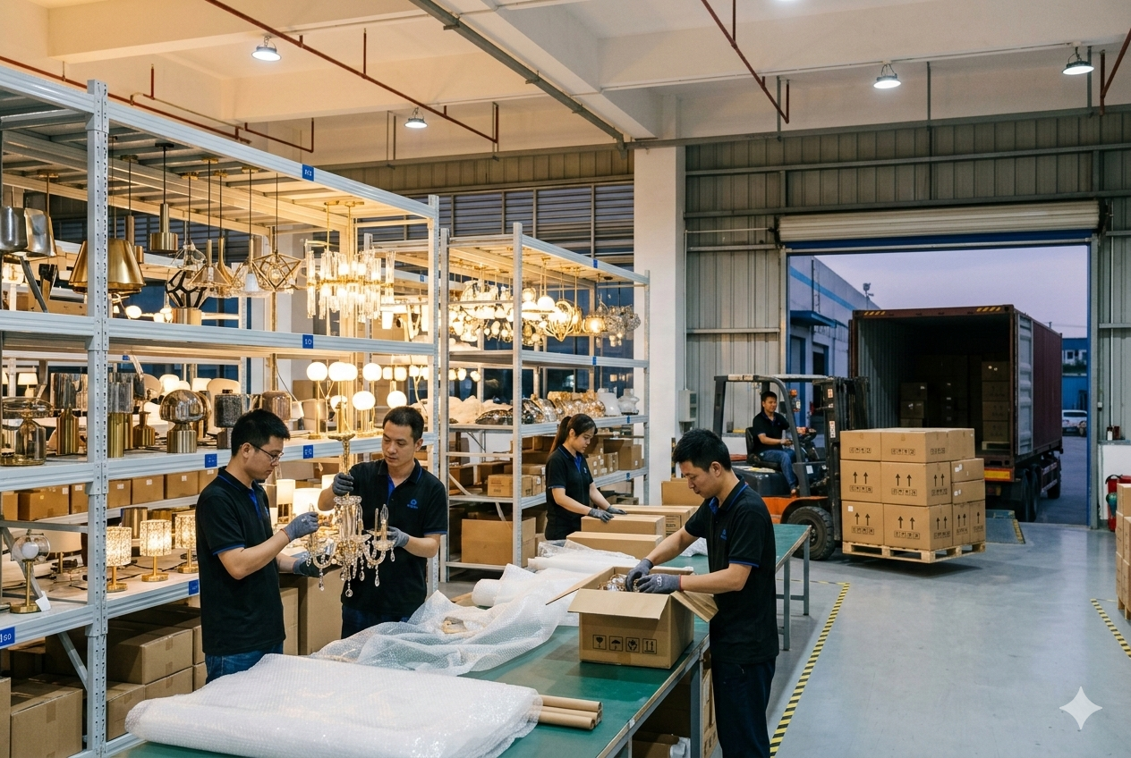 Easysail sourcing agent assisting global buyers with lighting factory orders in Zhongshan and Foshan
