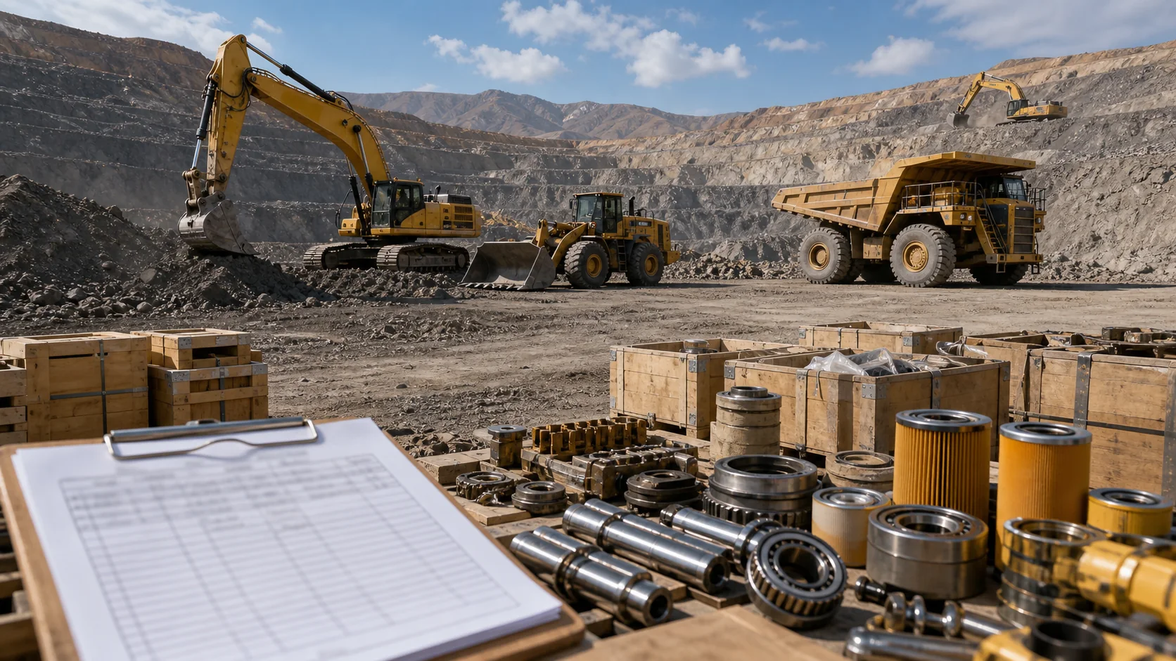 Mining equipment, wear parts and replacement components prepared for a sourcing program