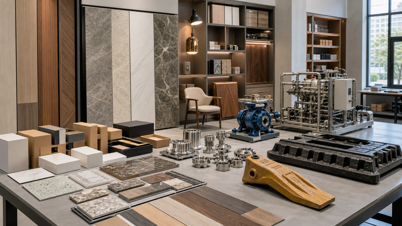 Building materials, furniture, machinery, packaging and mining parts available through China sourcing