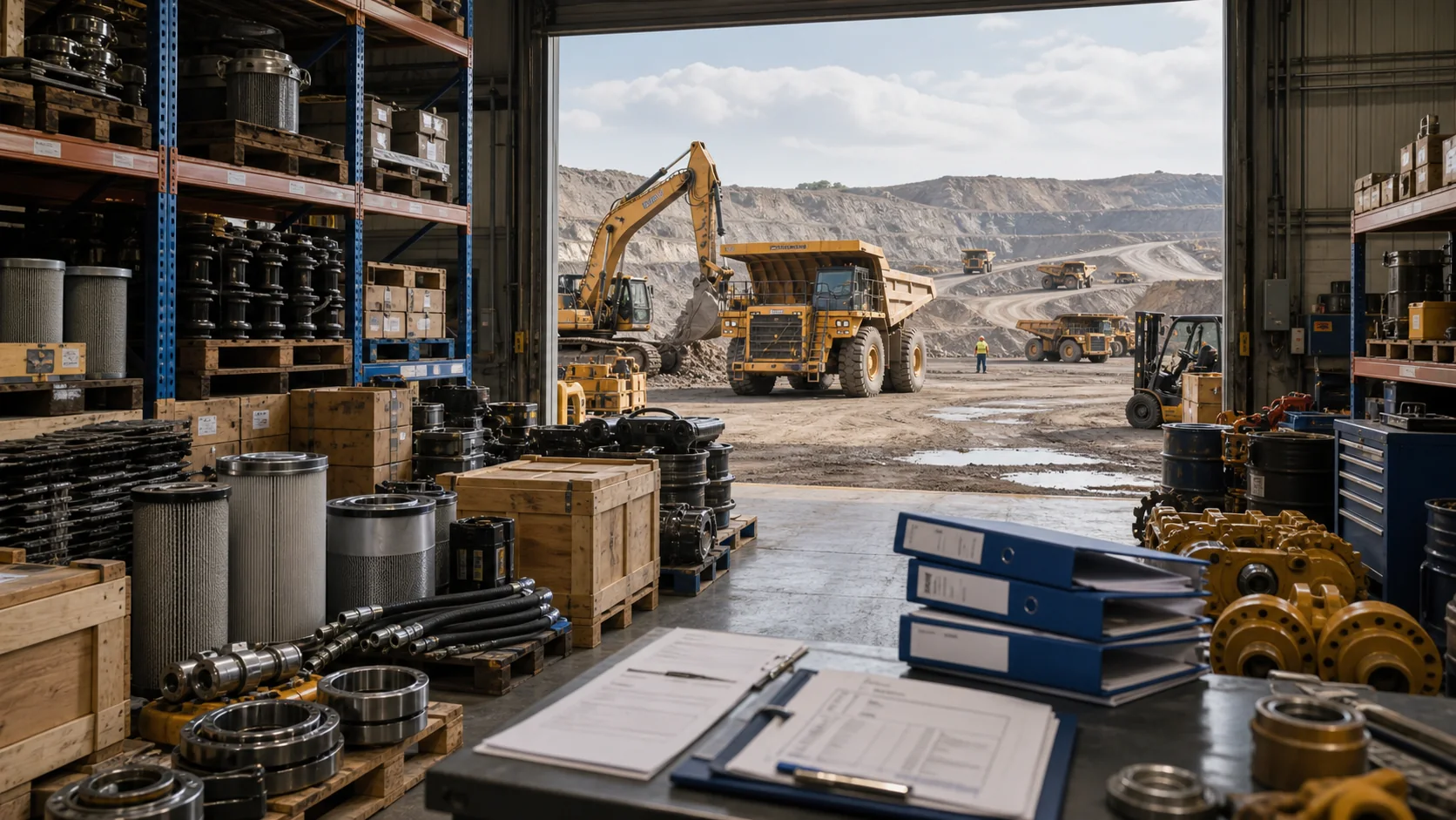 Mining equipment spare parts warehouse supporting long-term procurement and after-sales