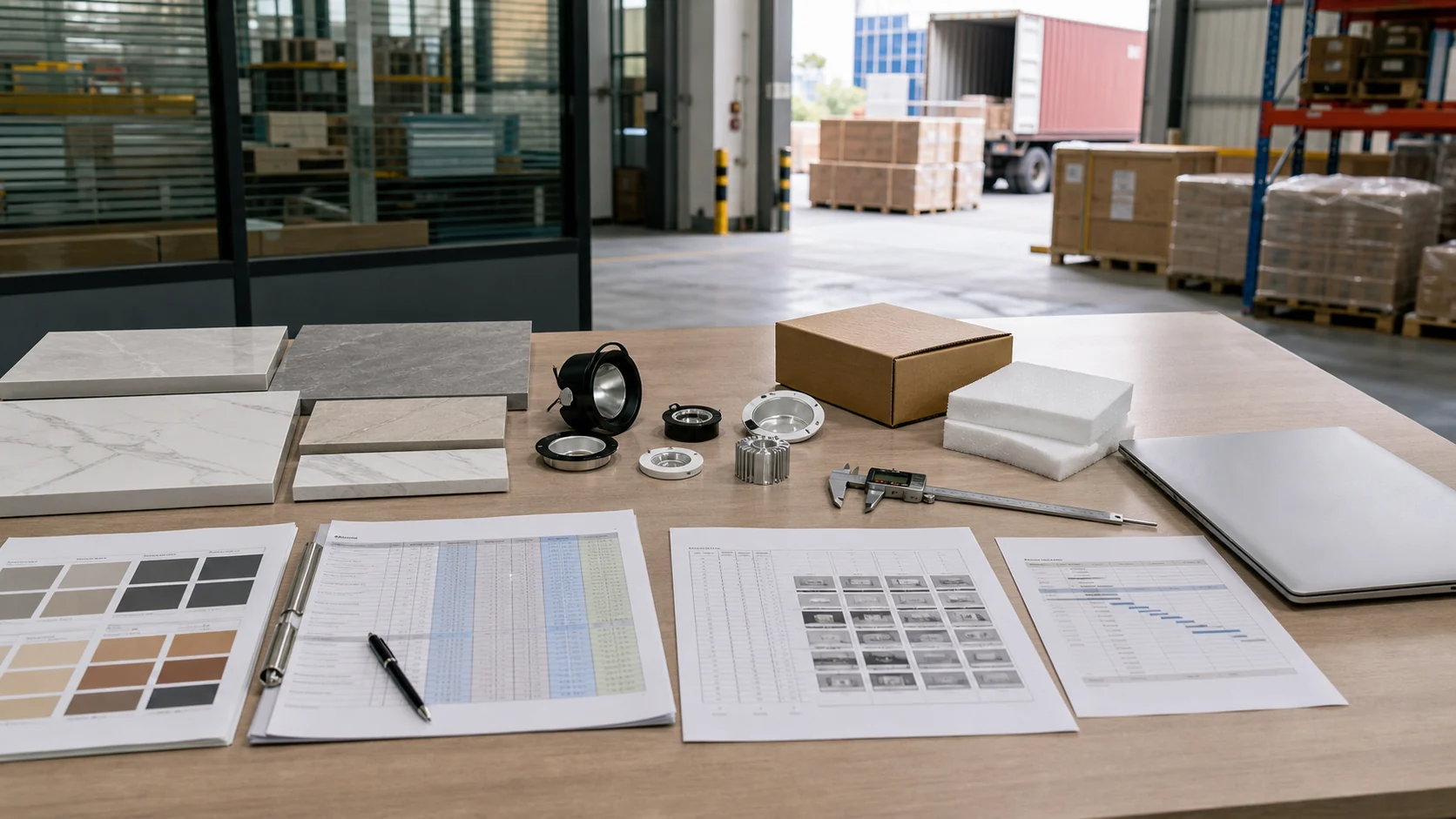 Supplier quotations, product samples and inspection records organized for China sourcing